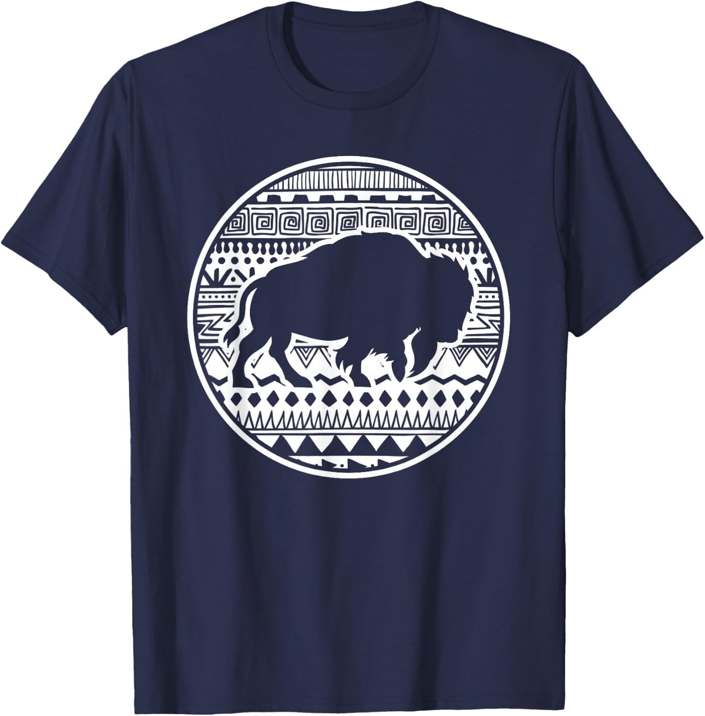American Bison Animal Lover Vintage Tribal Buffalo T-Shirt - T-Shirt | Navy
