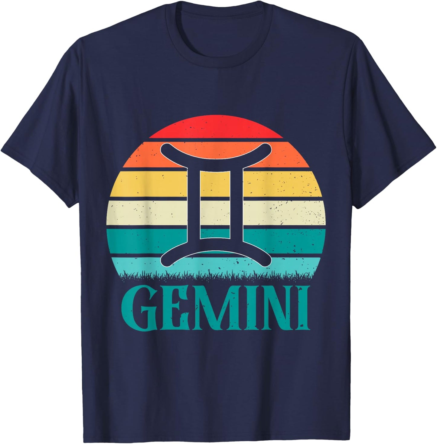 Gemini Sunset | Zodiac Sign T-Shirt - T-Shirt | Navy
