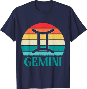 Gemini Sunset | Zodiac Sign T-Shirt - T-Shirt | Navy