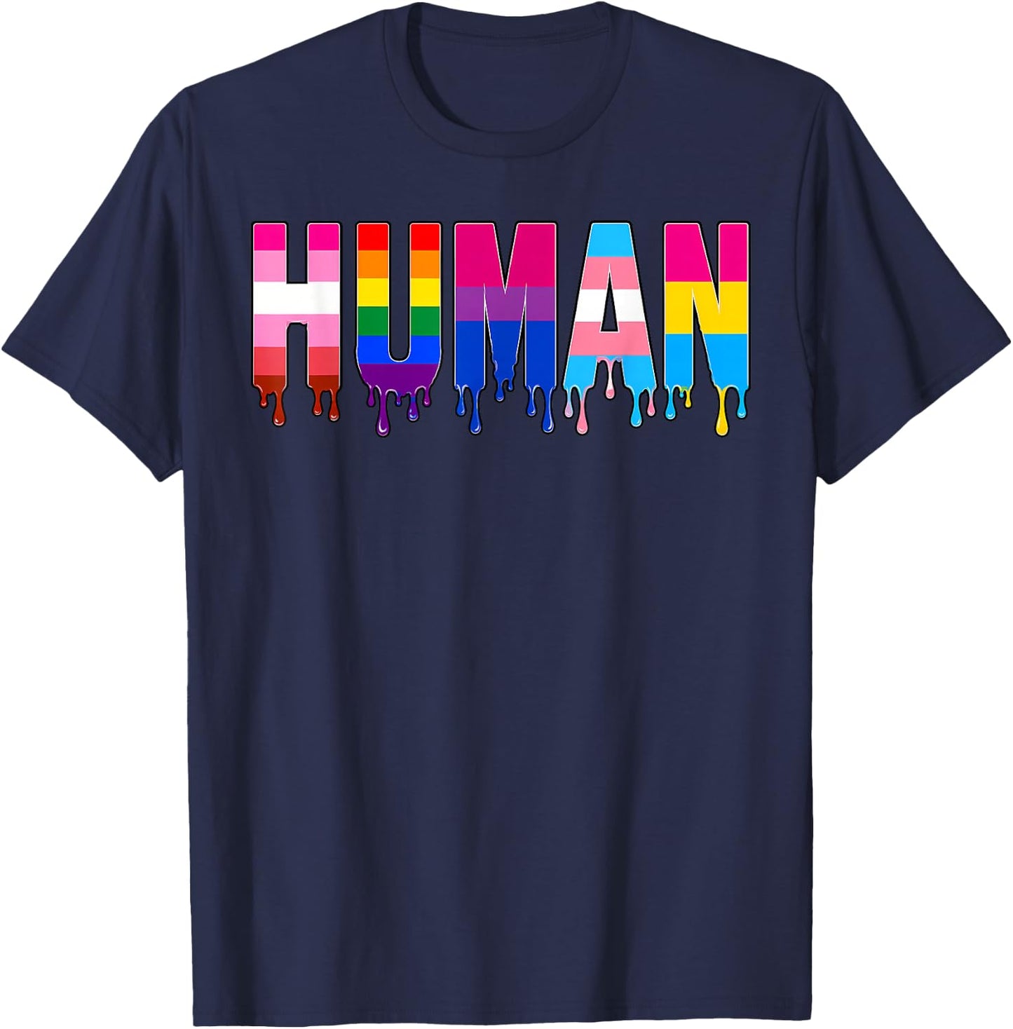 LGBT Shirts Human Dripping Rainbow Gay LGBTQ Pride Month T-Shirt - T-Shirt | Navy
