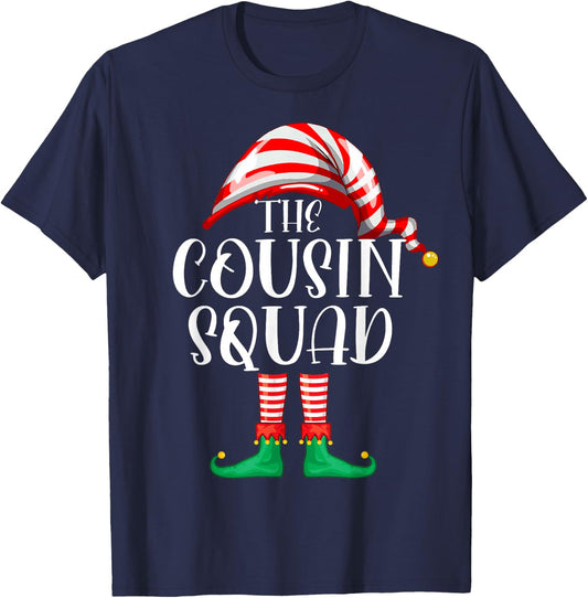 Cousin Squad Christmas Cute Xmas Elf Party Pajama Matching T-Shirt - T-Shirt | Navy