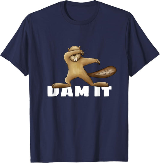 Dam it | Verdammt Dabbender Beaver Word Game Fun T-Shirt - T-Shirt | Navy