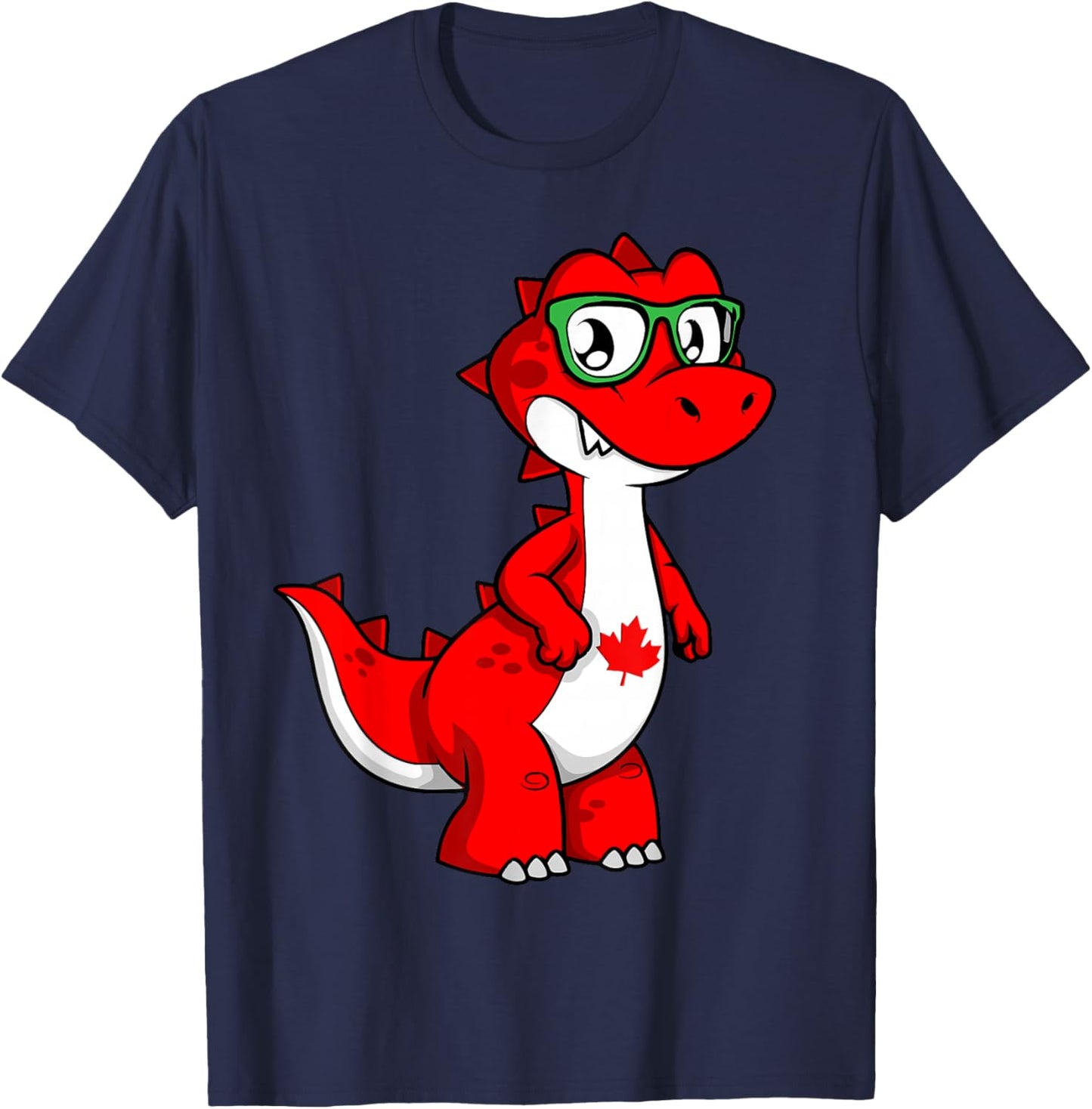 Canada Kids Flag Funny Red Dinosaur Toddler Shirt Flag T-Shirt - T-Shirt | Navy