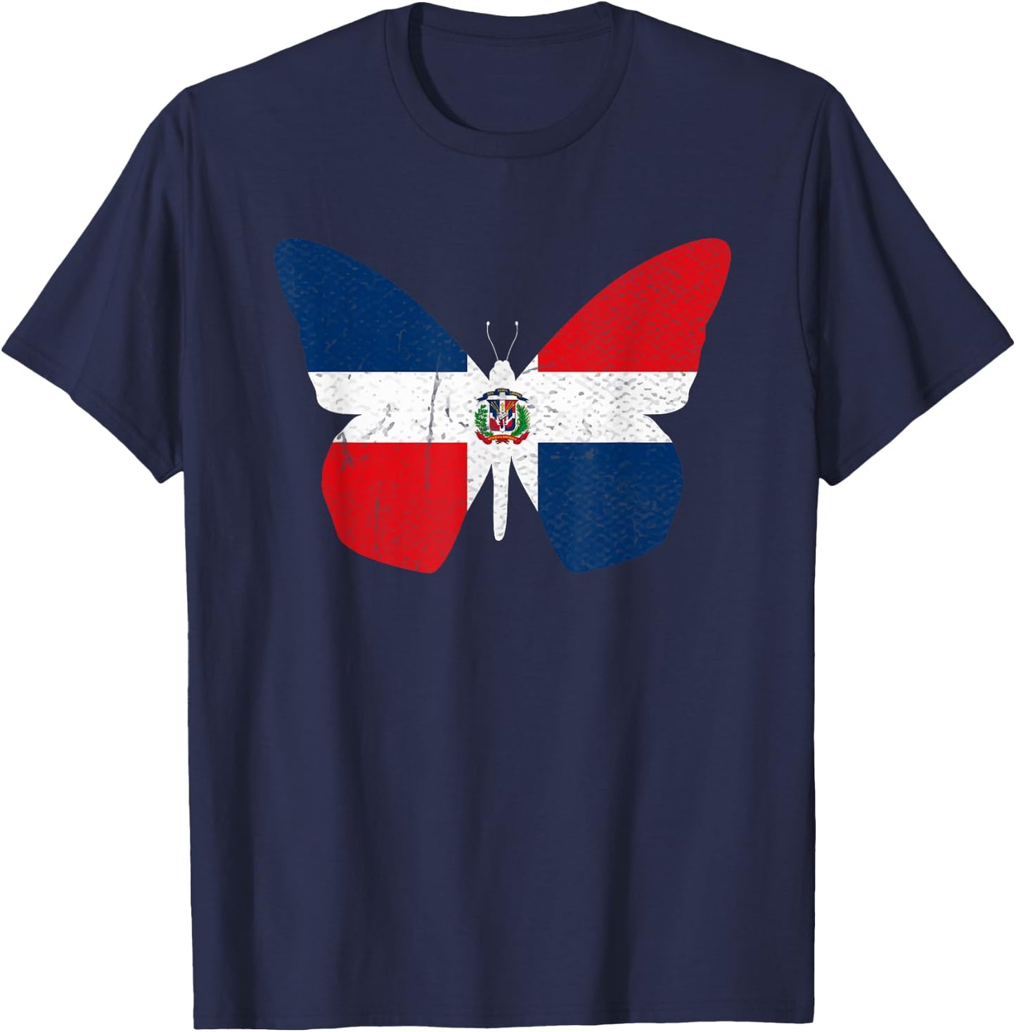 Dominican Republic flag Butterfly Dominicana T-Shirt - T-Shirt | Navy