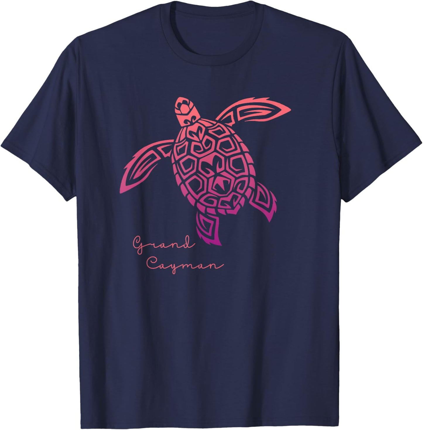 Retro Grand Cayman Islands Sea Turtle Souvenir Vacation T-Shirt - T-Shirt | Navy