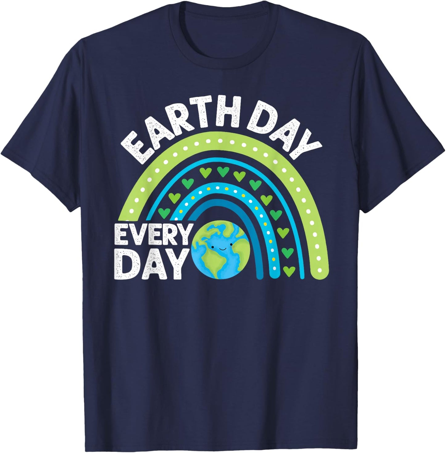 Earth Day 2026 Every Day Earth Day Girls Rainbow T-Shirt - T-Shirt | Navy