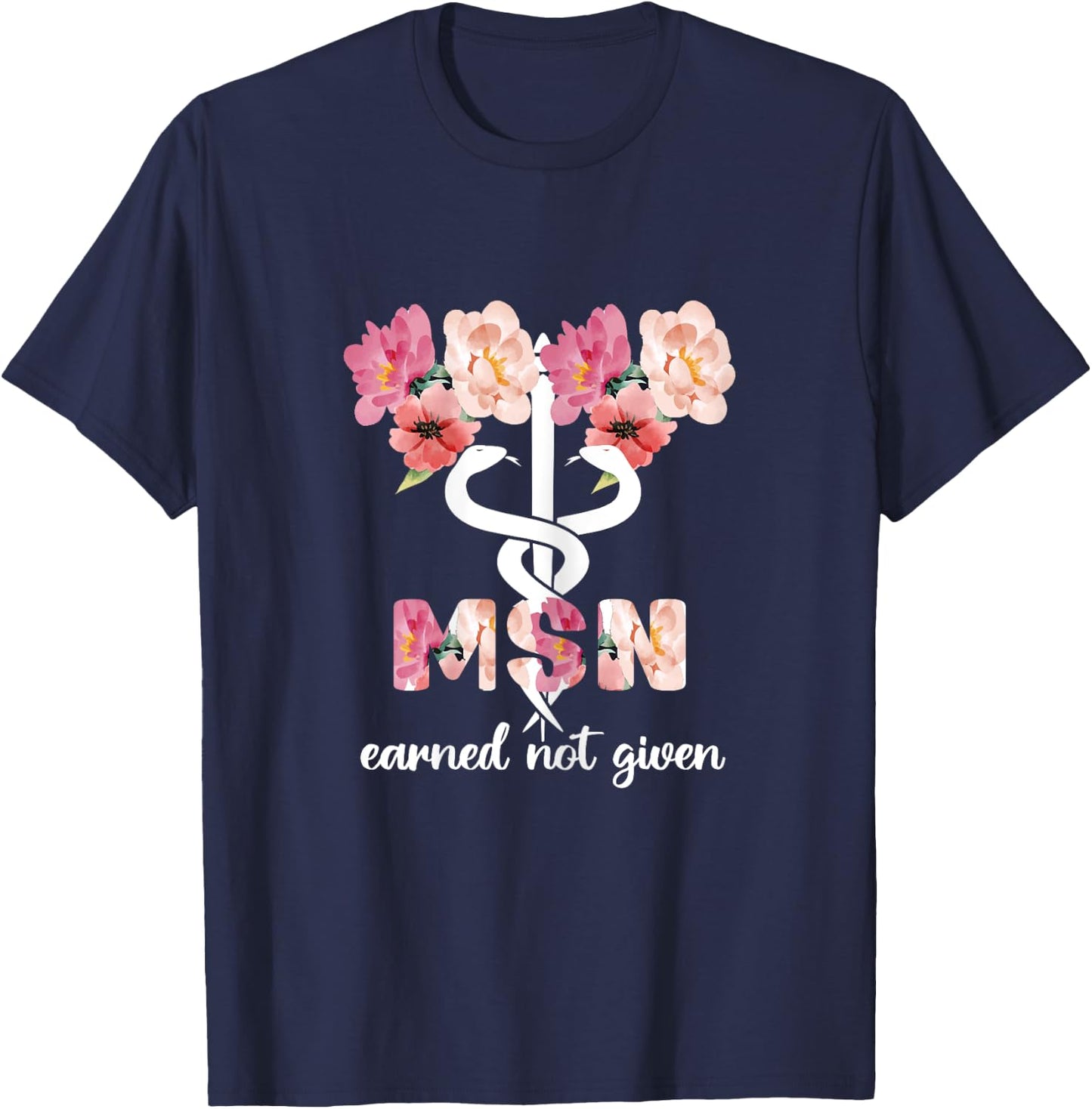 Master Of Science In Nursing Student Nurse Caduceus T-Shirt - T-Shirt | Navy