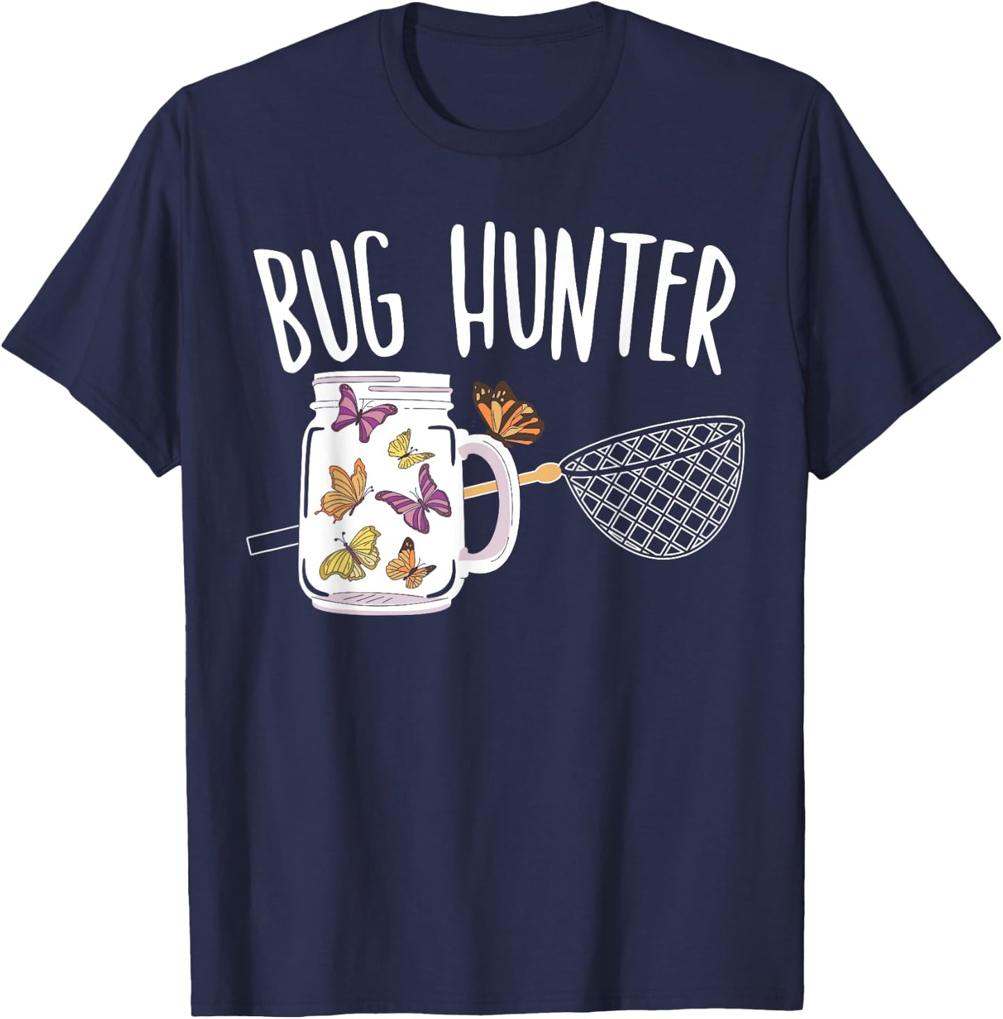 Bug Hunter Entomology Insect Catching Ladybug Butterfly T-Shirt - T-Shirt | Navy