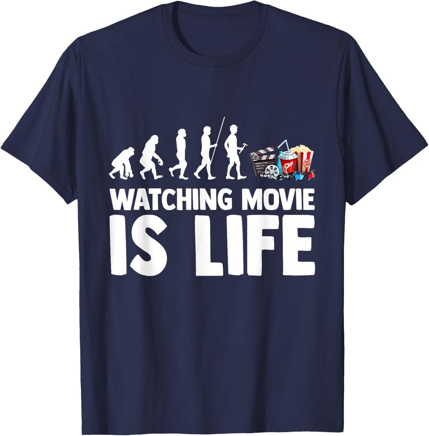 Movie Action Cinema Film Comedy Flick Feature T-Shirt - T-Shirt | Navy