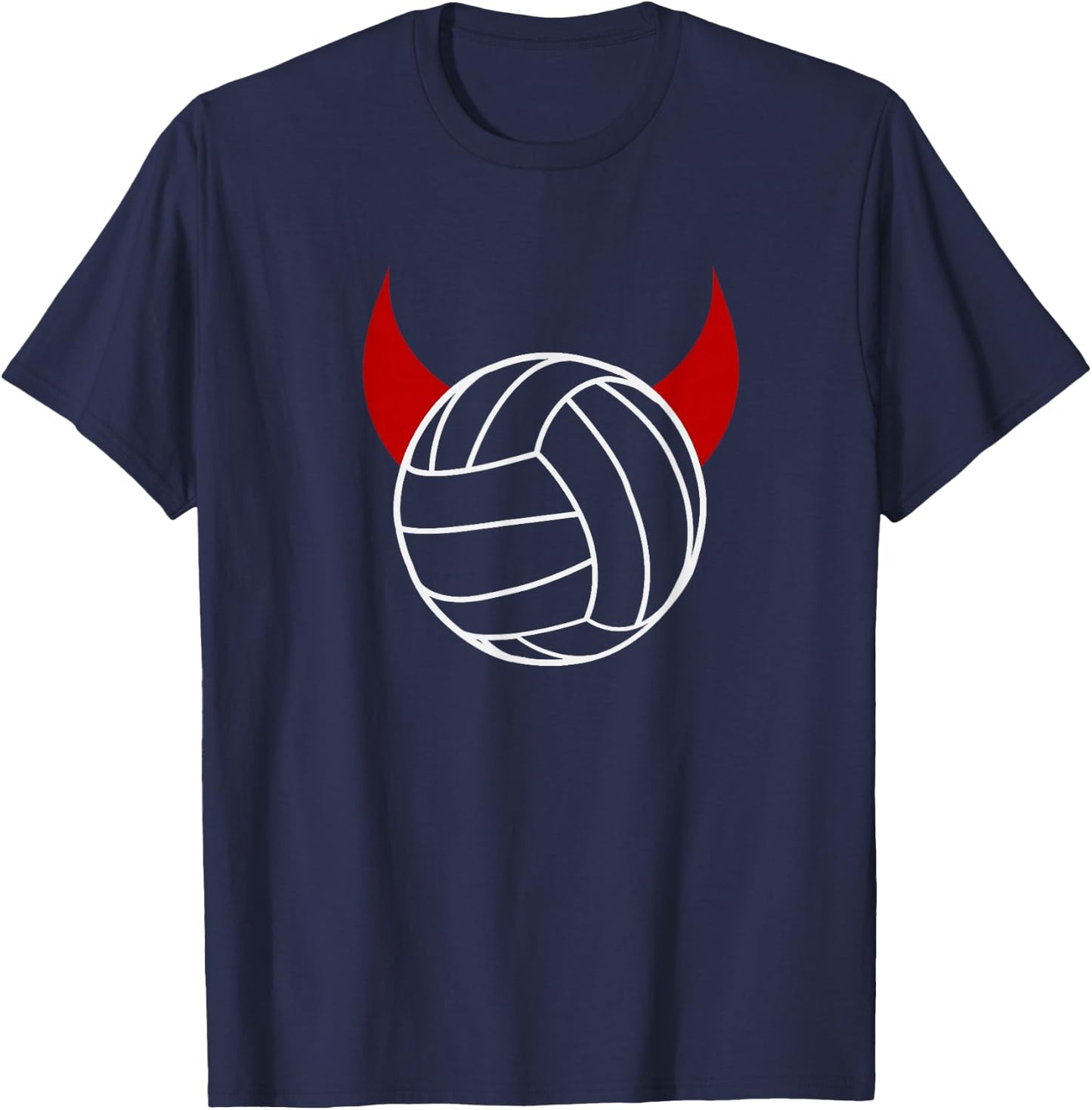 Red devil volleyball with devil horns volleyball player T-Shirt - T-Shirt | Navy