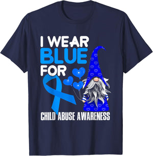 Blue Ribbon For Child Abuse Awareness Prevention Month April T-Shirt - T-Shirt | Navy