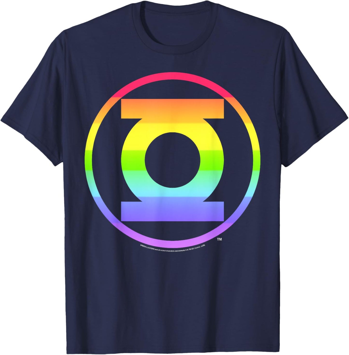 DC Comics Pride Green Lantern Rainbow Logo T-Shirt - T-Shirt | Navy