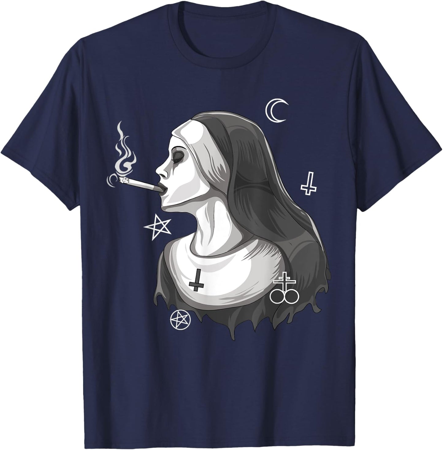 Dark Nun Satanic Occult Gothic Evil Anti-Christ Nun Unholy T-Shirt - T-Shirt | Navy