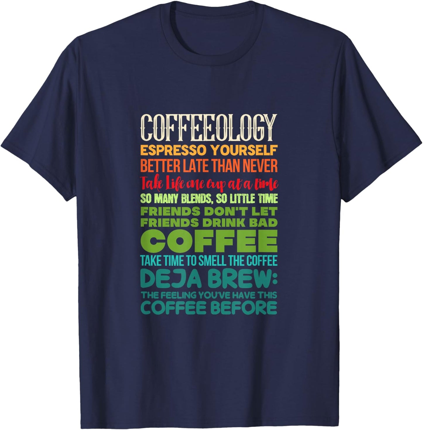 Coffeeology Coffee Espresso Latte Caffeine Drinking Retro T-Shirt - T-Shirt | Navy