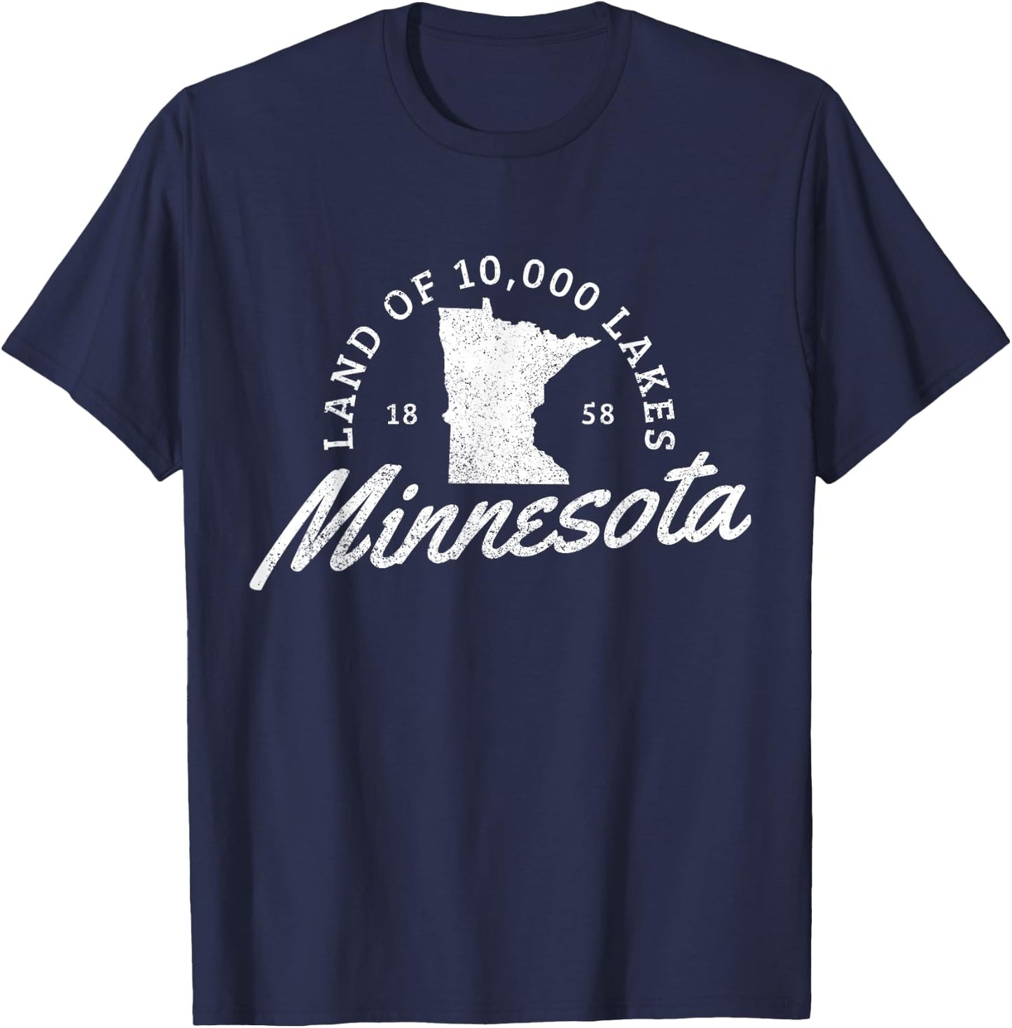 Minnesota Land Of The 10000 Lakes State Map Souvenir Gift T-Shirt - T-Shirt | Navy