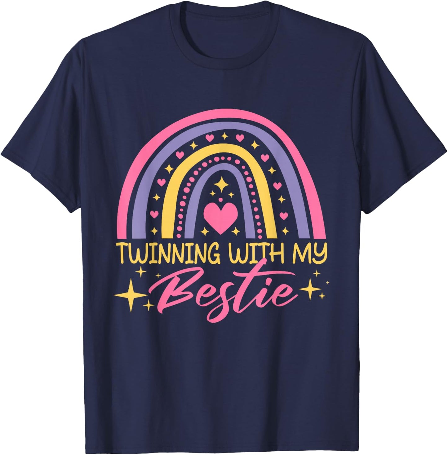Matching Twin Spirit Week Twinning With My Bestie Rainbow T-Shirt - T-Shirt | Navy