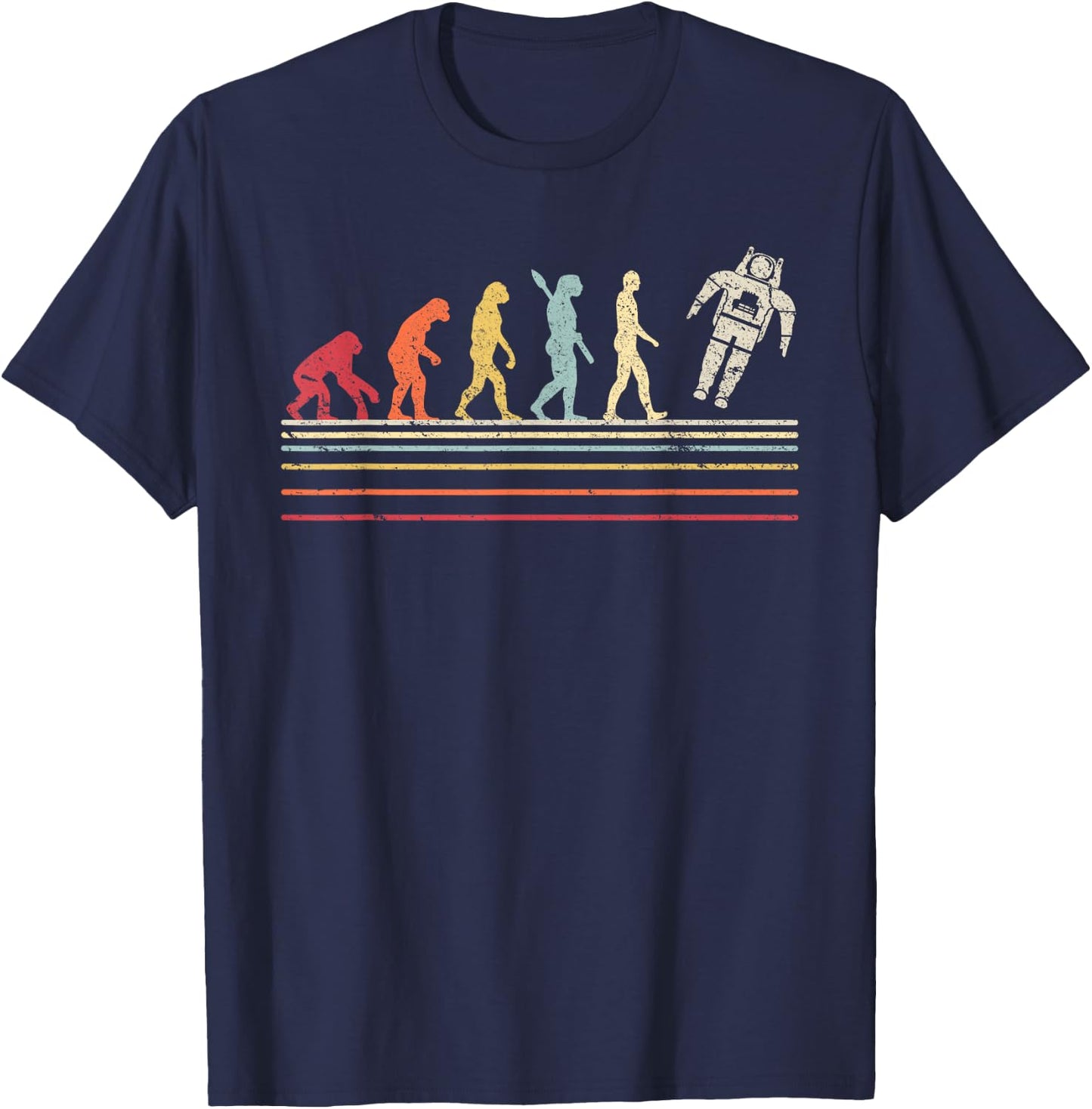 Pack A Punch Astronaut Retro Spaceman - Men's Black Short Sleeve Classic Fit - Small T-Shirt - T-Shirt | Navy