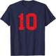 Number #10 Sport Red Vintage Plain Number T-Shirt - T-Shirt | Navy
