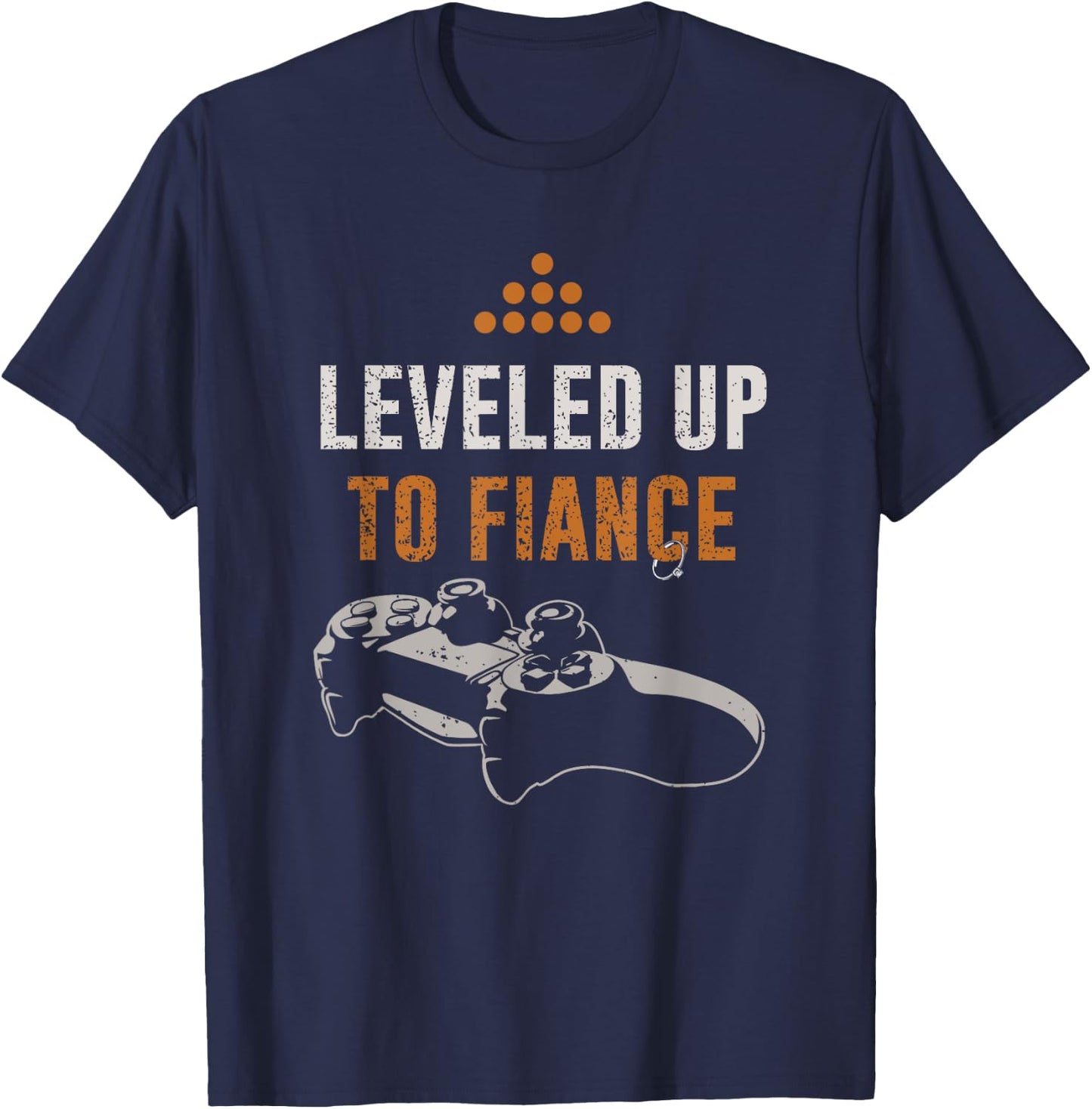 Leveled Up To Fiance - Gaming Fiance - Cute Couple T-Shirt - T-Shirt | Navy
