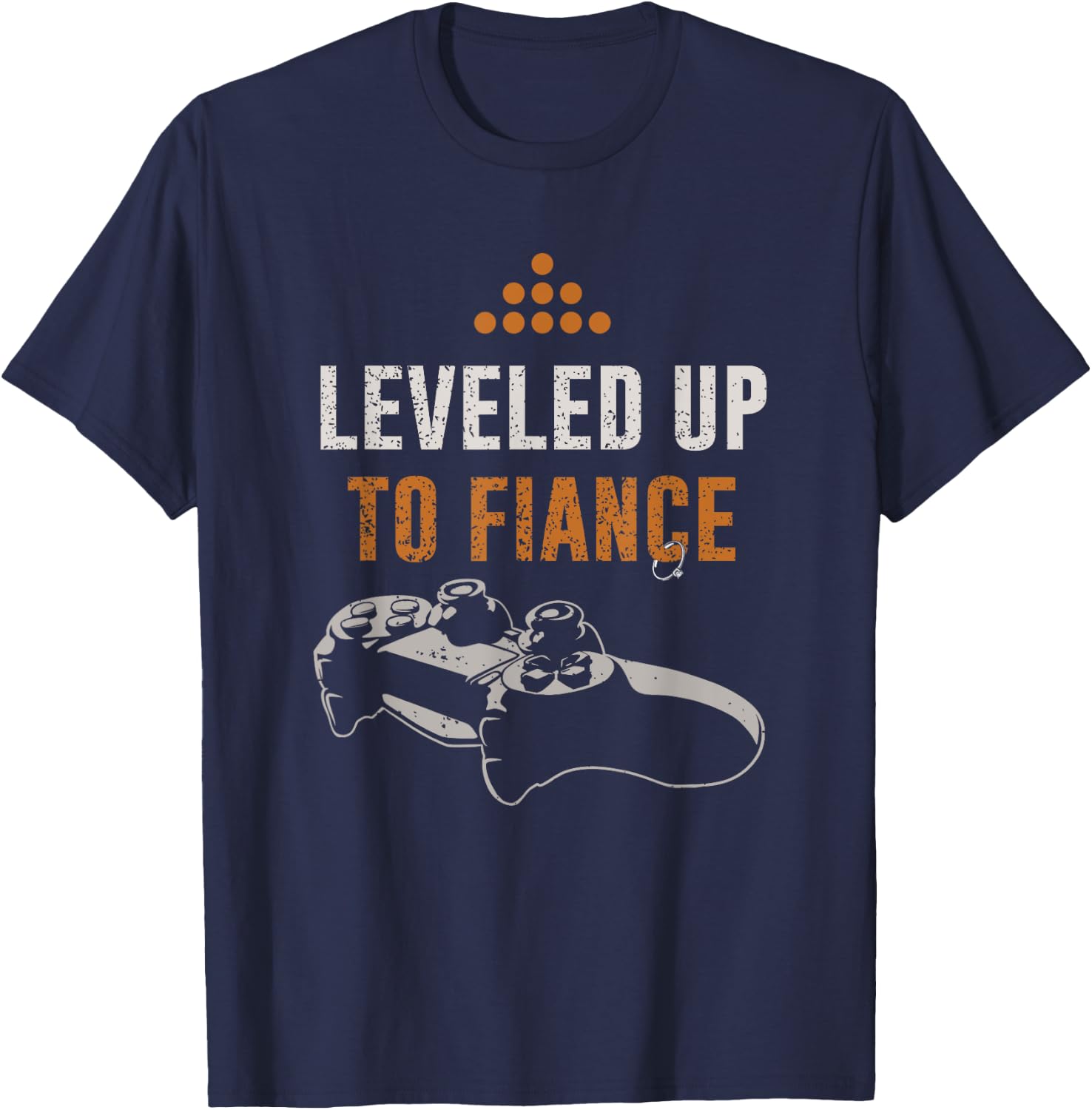 Leveled Up To Fiance - Gaming Fiance - Cute Couple T-Shirt - T-Shirt | Navy