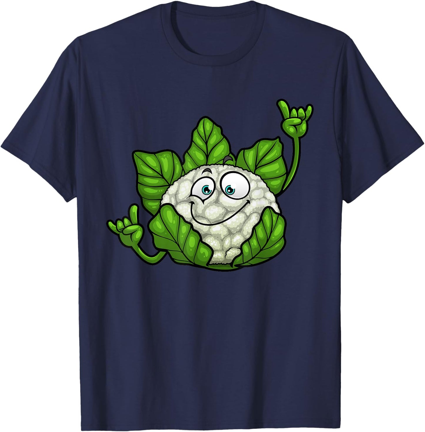 Funny Cauliflower Designs Women Veggie Lover Vegan T-Shirt - T-Shirt | Navy