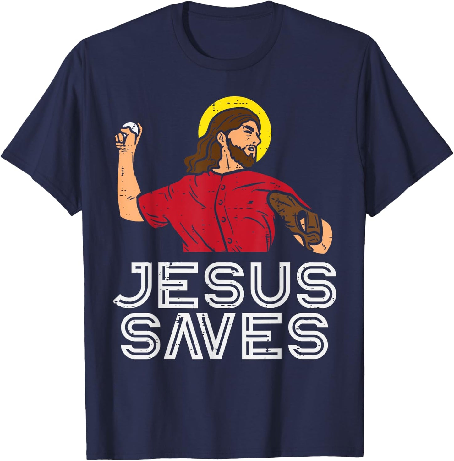 Jesus Saves Baseball God Sports Christian Men Women Kids T-Shirt - T-Shirt | Navy