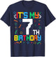 It's My 7th Birthday Gamer Kids Video Game Birthday T-Shirt - T-Shirt | Navy
