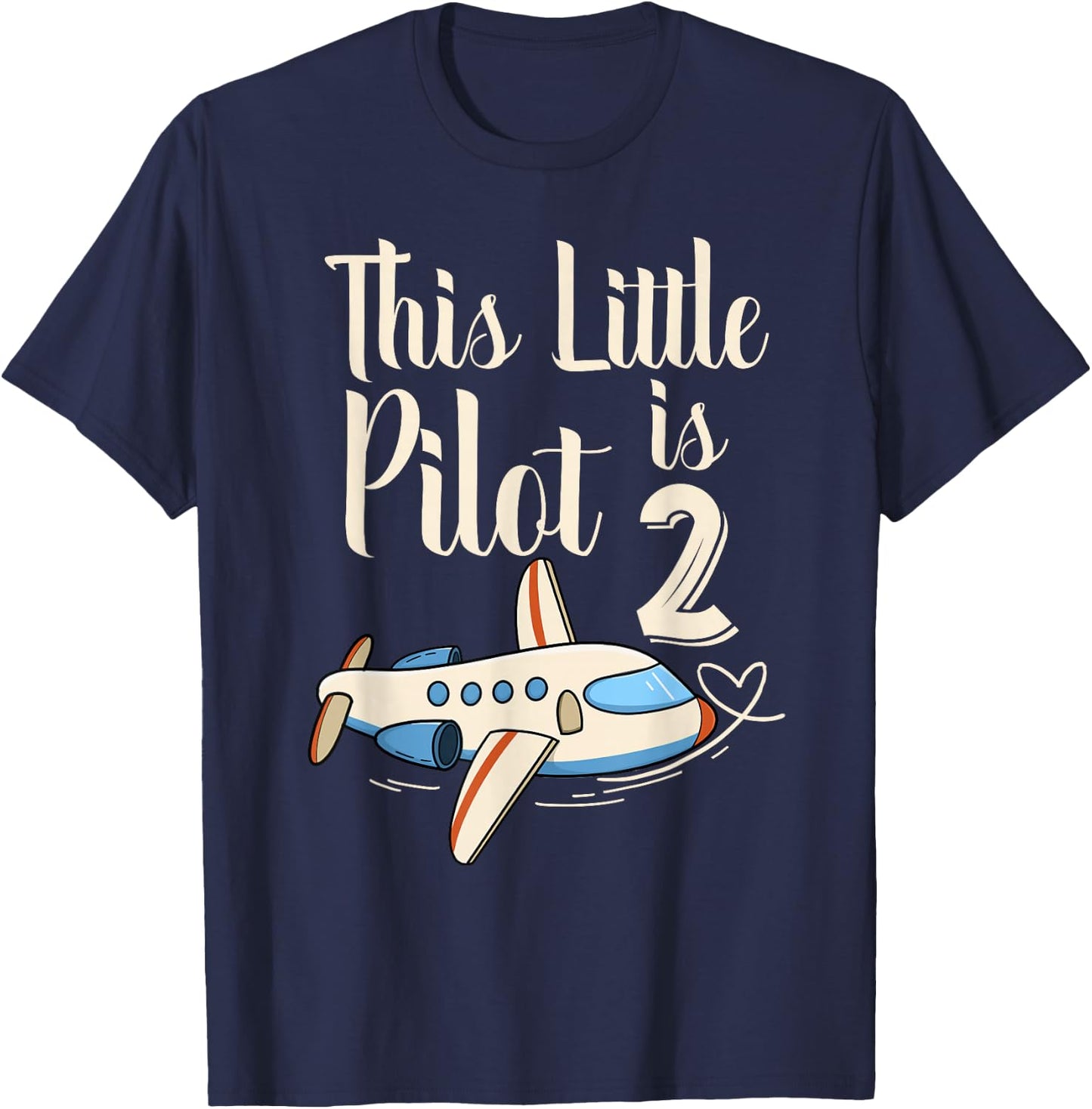 Kids 2 Year Old Boy Girl Airplane Pilot 2nd Birthday Party T-Shirt - T-Shirt | Navy