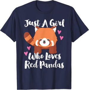 Just A Girl Who Loves Red Pandas with Hearts T-Shirt - T-Shirt | Navy