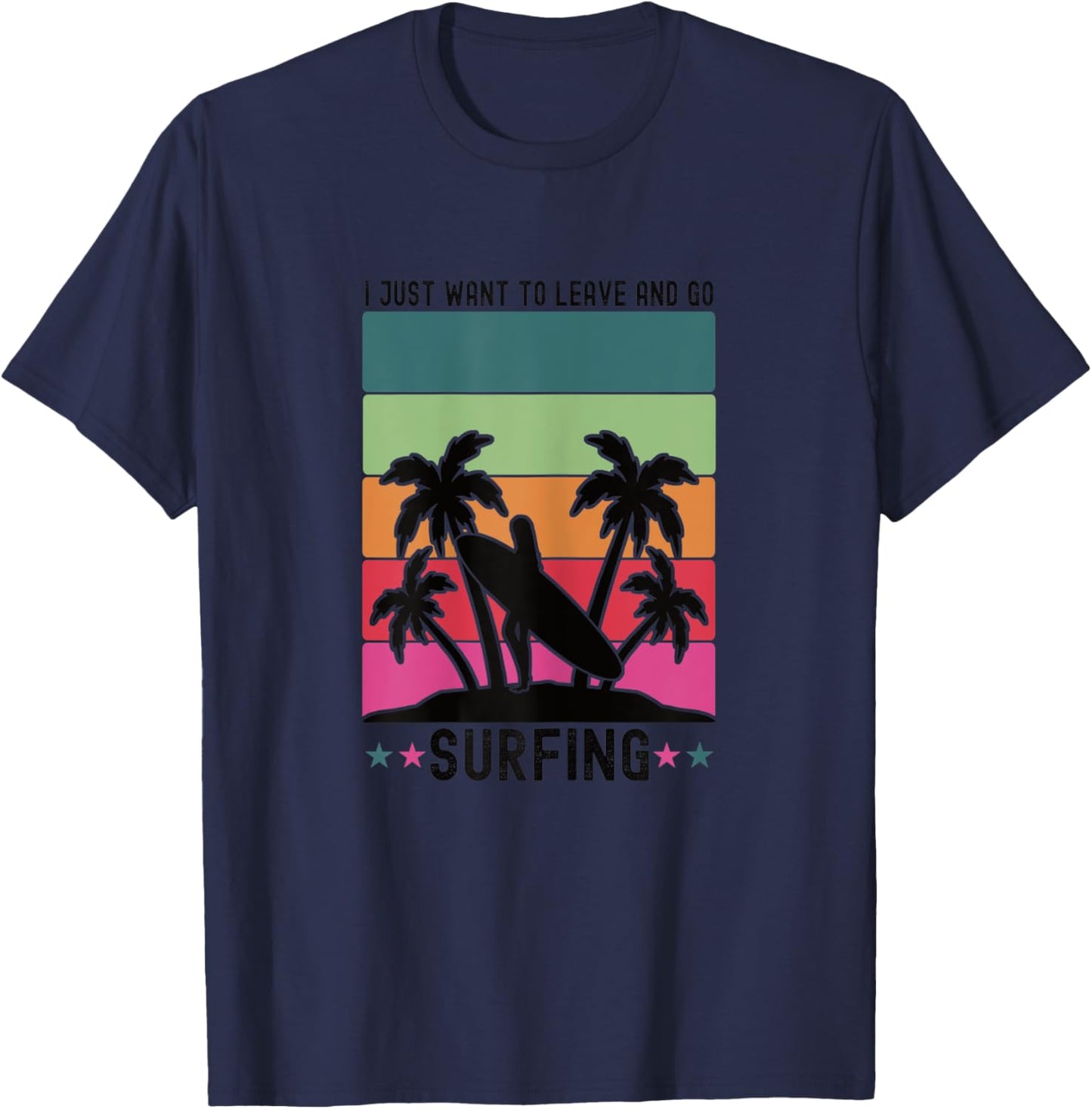 Cool Funny Retro Sunset Vintage Surfing Surfer Girl Surf T-Shirt - T-Shirt | Navy
