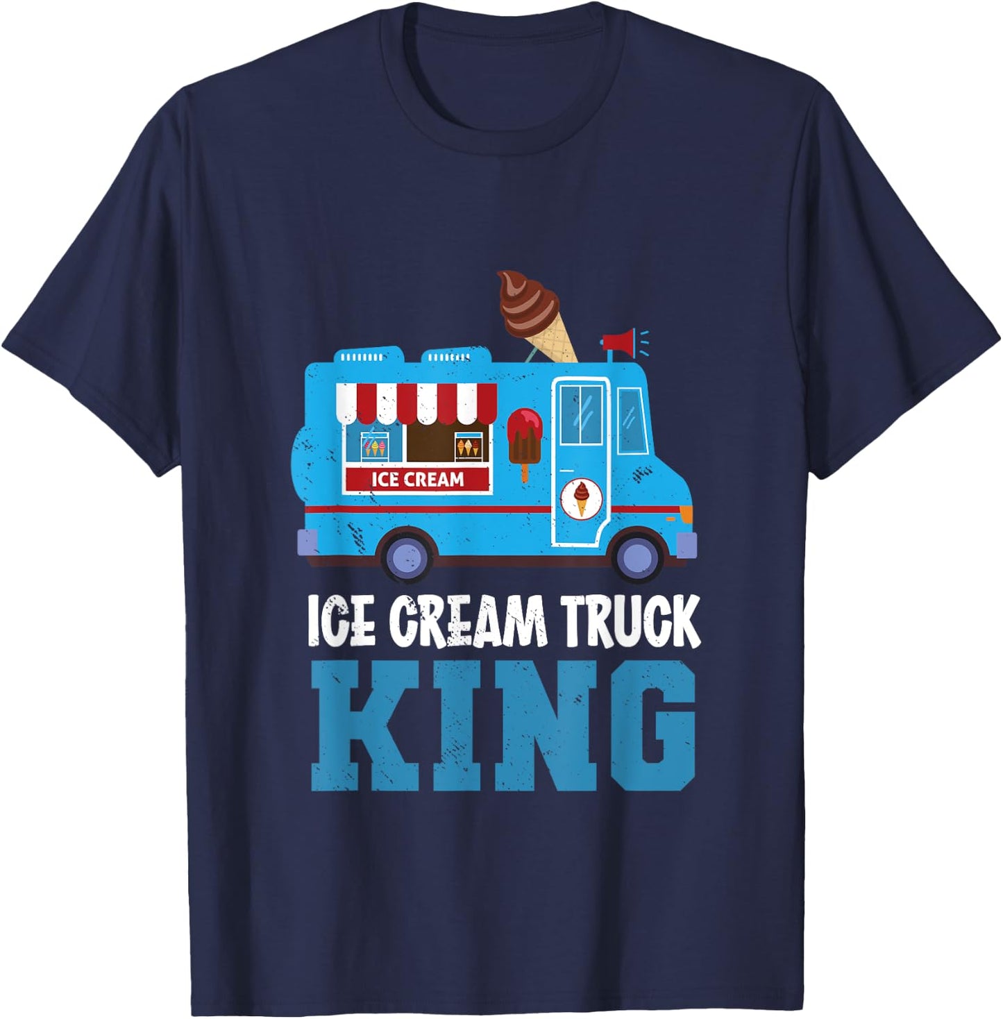 Ice Cream Truck King Nostalgia Summer Ice Cream Truck Driver T-Shirt - T-Shirt | Navy