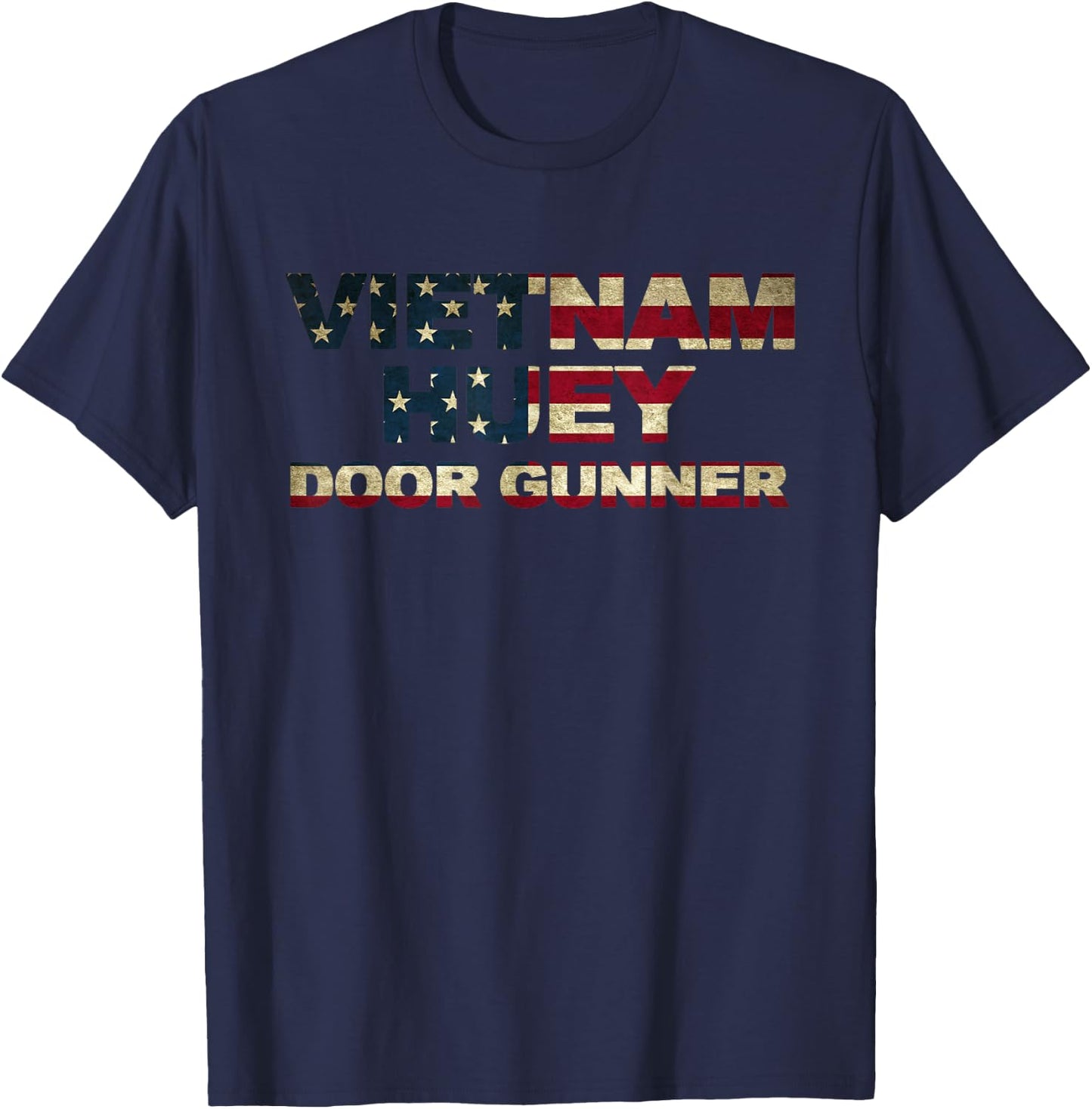 Vietnam Huey T Shirt Door Gunner Us Flag Us Flag T-Shirt - T-Shirt | Navy