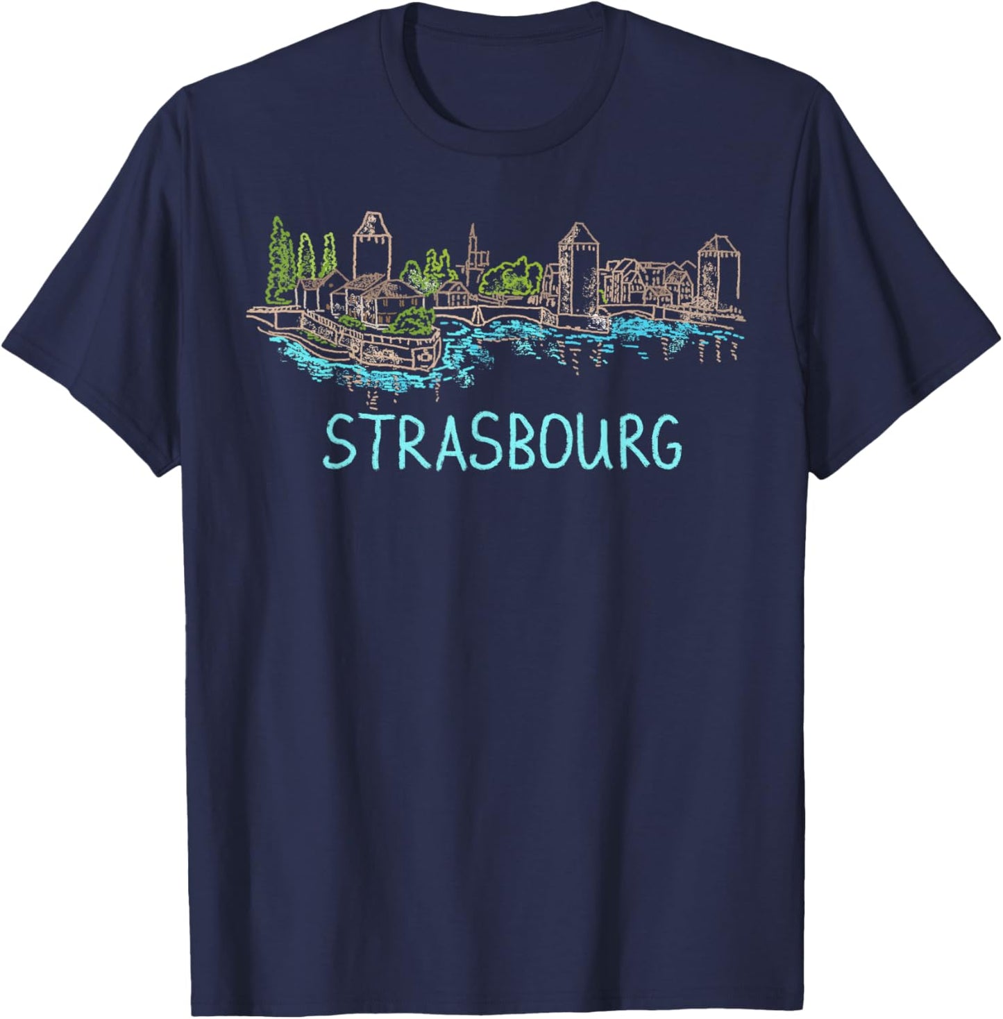 Strasbourg France art gift Men Women T-Shirt - T-Shirt | Navy