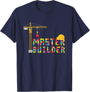 Master Builder Engineer Construction Building Bricks Blocks T-Shirt - T-Shirt | Navy
