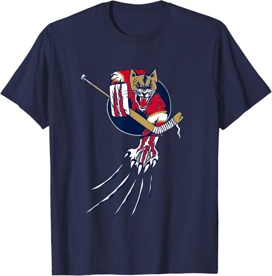 Ice Beast Lion Panther Cougar Hockey Claws Logo T-Shirt - T-Shirt | Navy