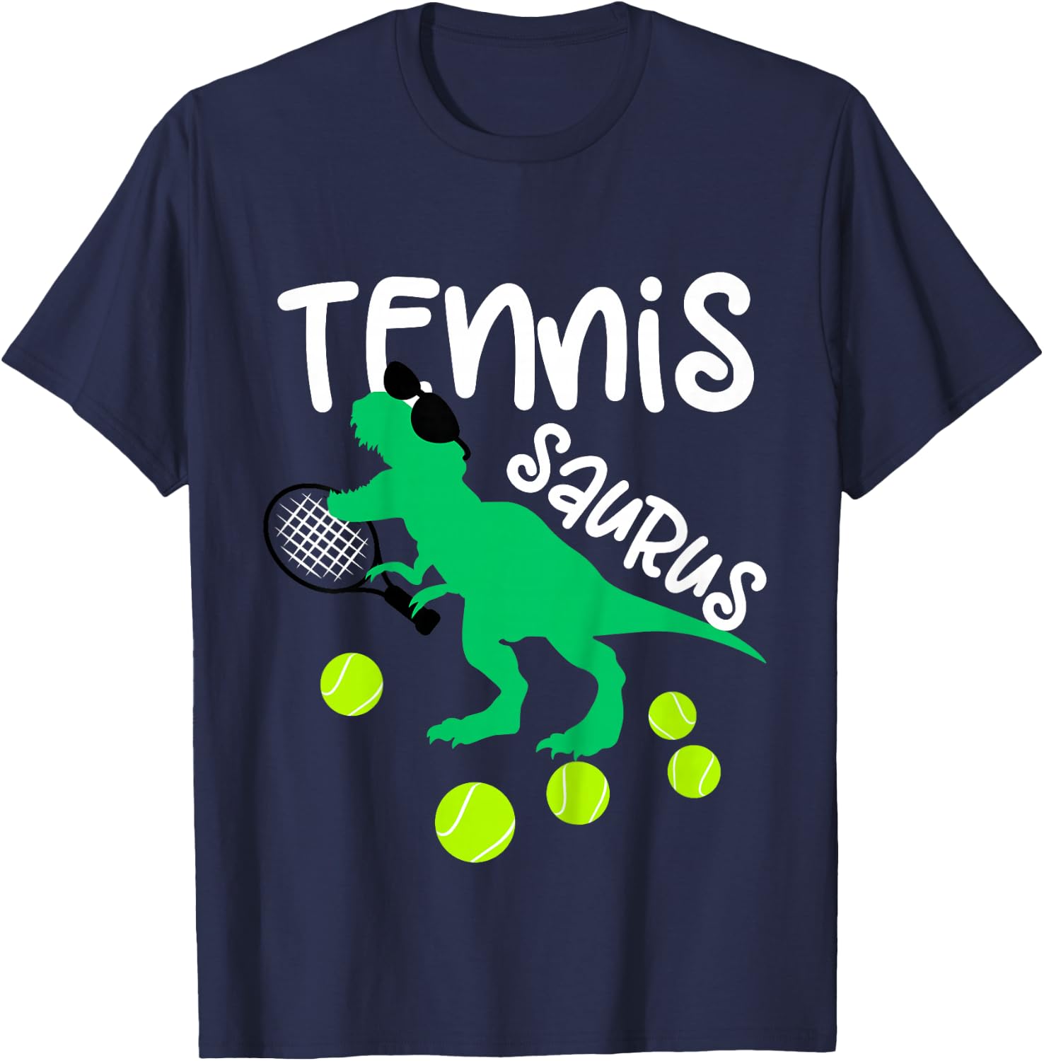 Toddler Tennis Dinosaur for Boys and Girls Funny T-Shirt - T-Shirt | Navy