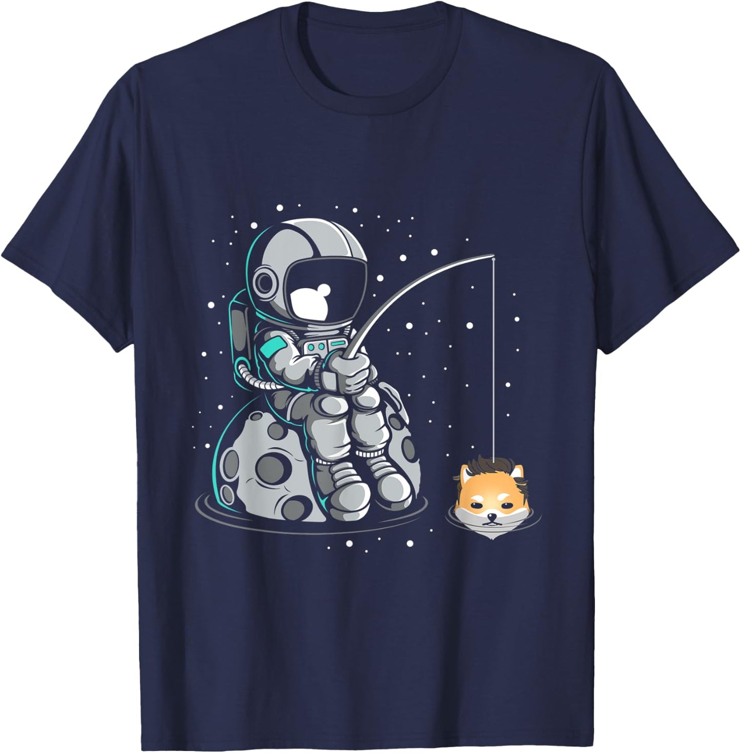 Dogelon Mars Fishing Elon Coin Blockchain Digital Asset T-Shirt - T-Shirt | Navy