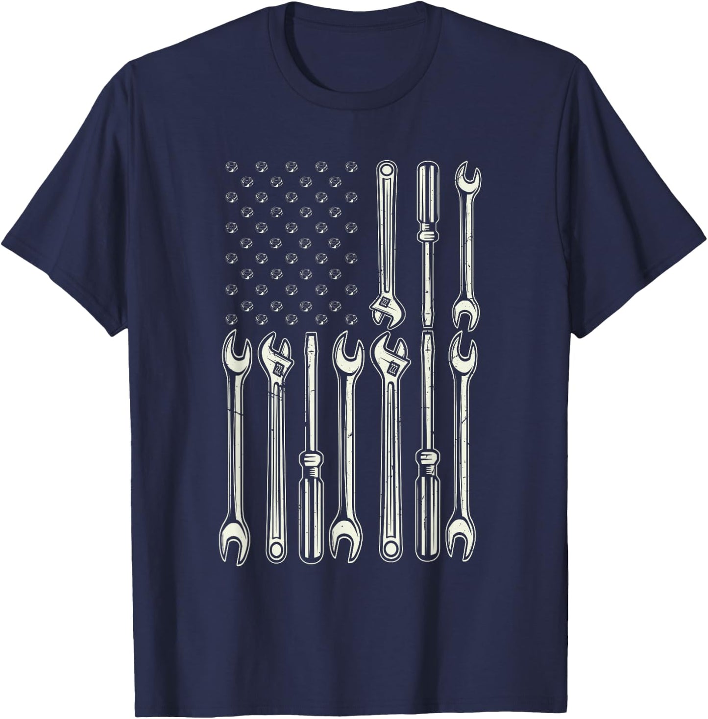 Mechanic USA Flag Patriotic Flag Mechanic T-Shirt - T-Shirt | Navy