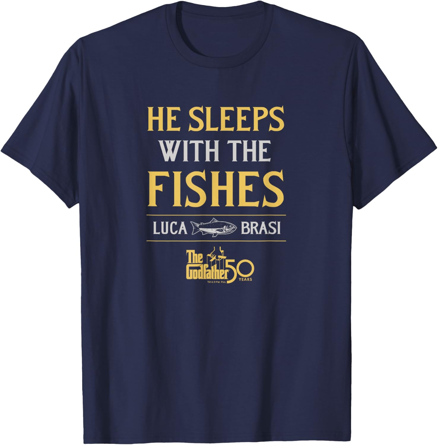 The Godfather - He Sleeps With Fishes T-Shirt - T-Shirt | Navy
