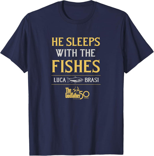 The Godfather - He Sleeps With Fishes T-Shirt - T-Shirt | Navy