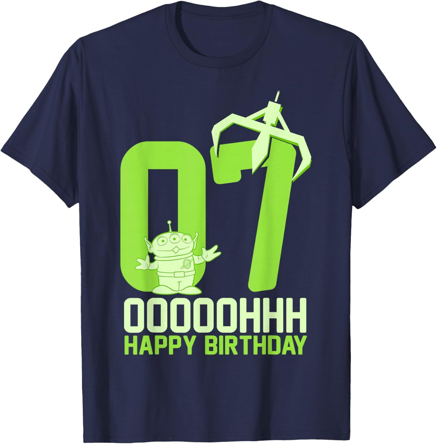 Disney Pixar Toy Story Alien OOOOH Happy 7th Birthday T-Shirt - T-Shirt | Navy