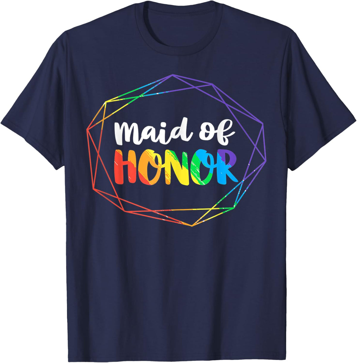 Maid of Honor Lesbian Bachelorette Party Diamond Wedding T-Shirt - T-Shirt | Navy