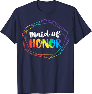 Maid of Honor Lesbian Bachelorette Party Diamond Wedding T-Shirt - T-Shirt | Navy