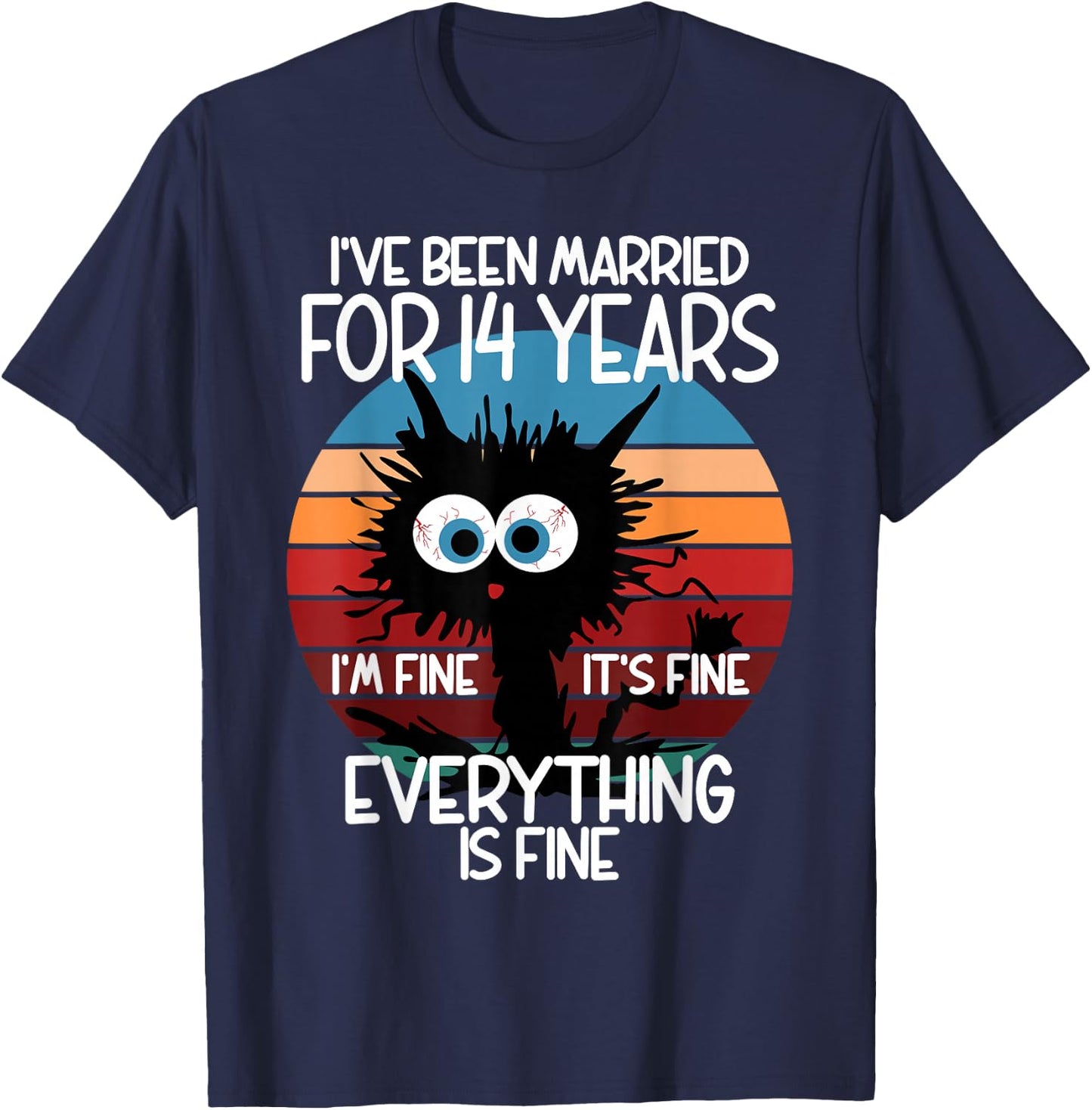 Ivory Wedding I've Been Married for 14 Years T-Shirt - T-Shirt | Navy