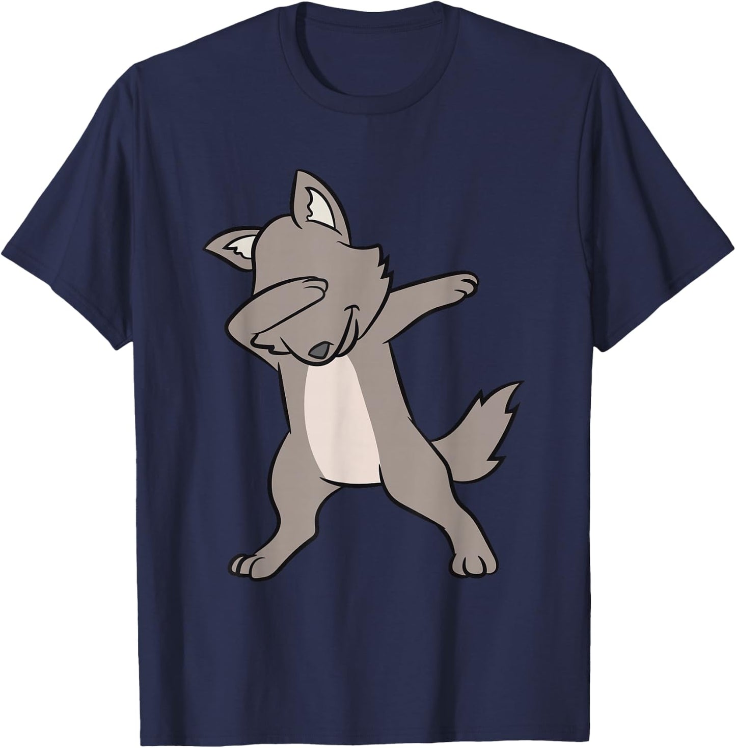 Dabbing Wolf Funny Wolf Lover Cute Wolves T-Shirt - T-Shirt | Navy
