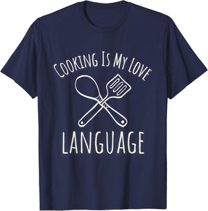 Funny Kitchen, Cooking Is My Love Language Cool Cooking Chef T-Shirt - T-Shirt | Navy