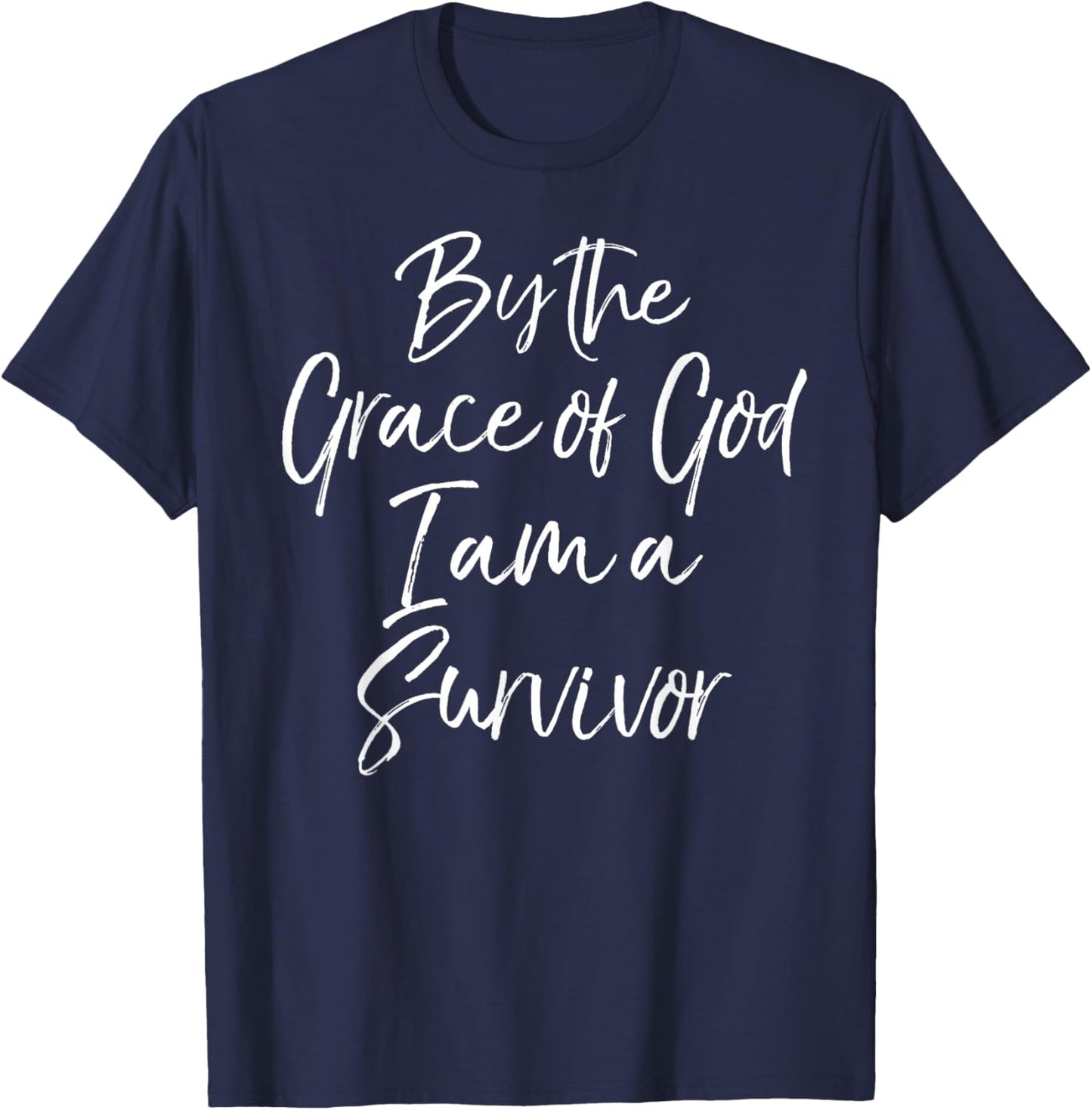 Christian Cancer Free By the Grace of God I Am a Survivor T-Shirt - T-Shirt | Navy