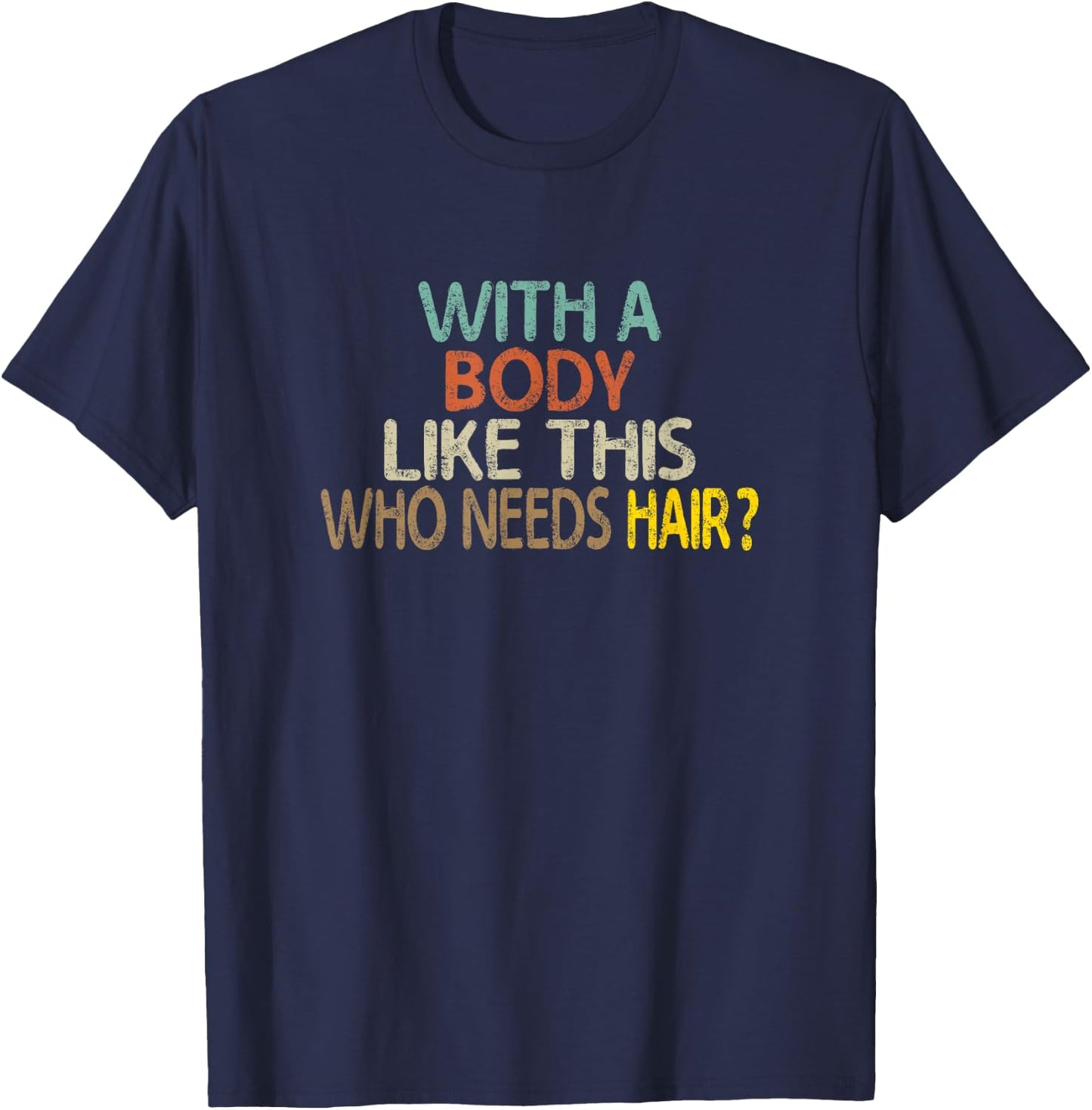Head Hair Bald Gift loss Barber Haircut scalp - Black, Small, Modern Classic, Letter Print, , Short Sleeve, , Sports, Humor T-Shirt - T-Shirt | Navy