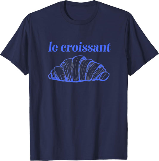 Le Croissant Funny French Bakery Design T-Shirt - T-Shirt | Navy