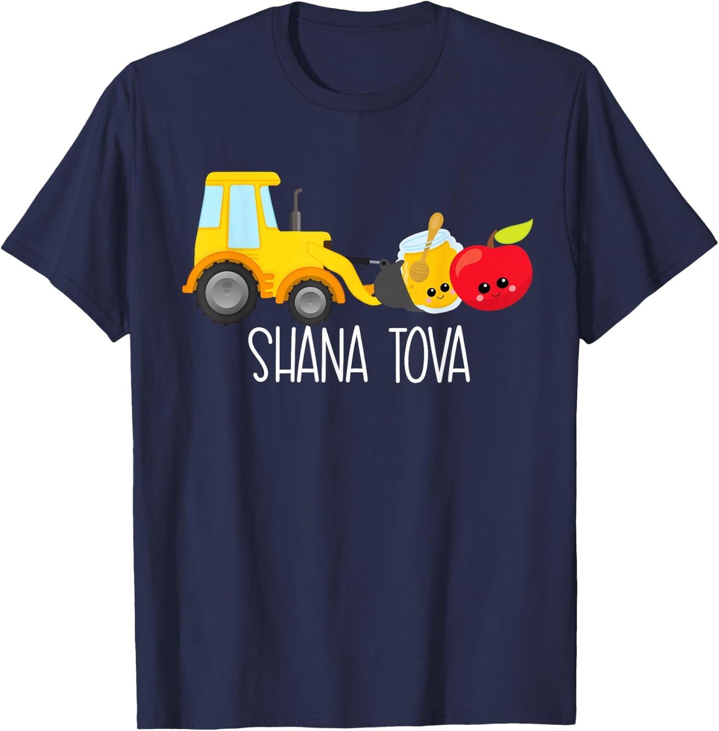 Shana Tova Trucks Loader Apple & Honey Funny Rosh Hashanah T-Shirt - T-Shirt | Navy